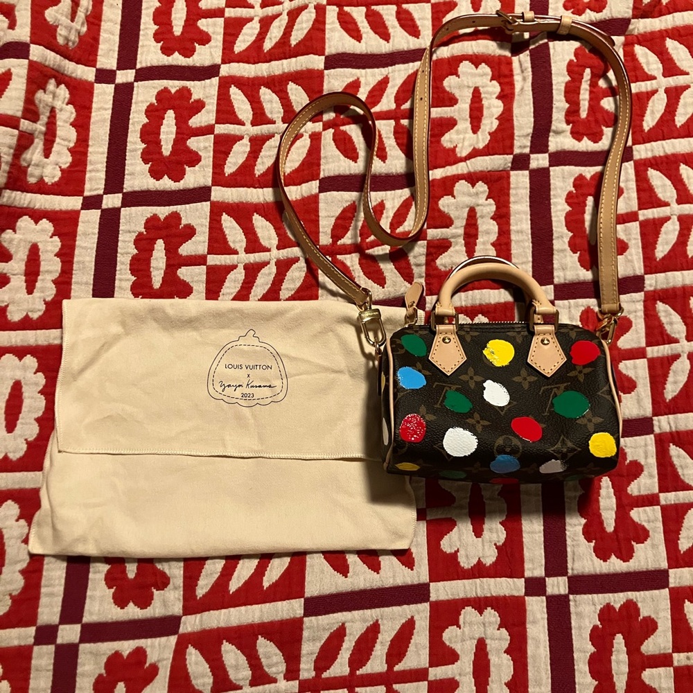 Louis Vuitton Yayoi Kusama Collaboration Nano Speedy Monogram Shoulder Bag Canva